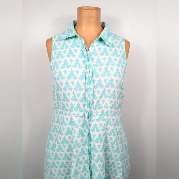 Livro Maxi Dress Womens Size Small Aqua White Boho Collared Button Front - Picture 5 of 14